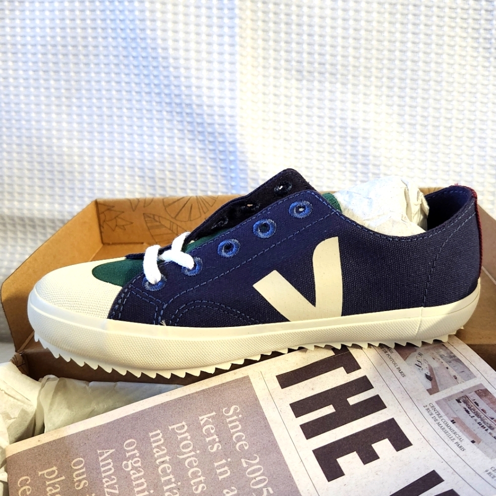 VEJA KIDS FLIP LACES CANVAS MULTICO MARINE Little/Big Kid sz 1